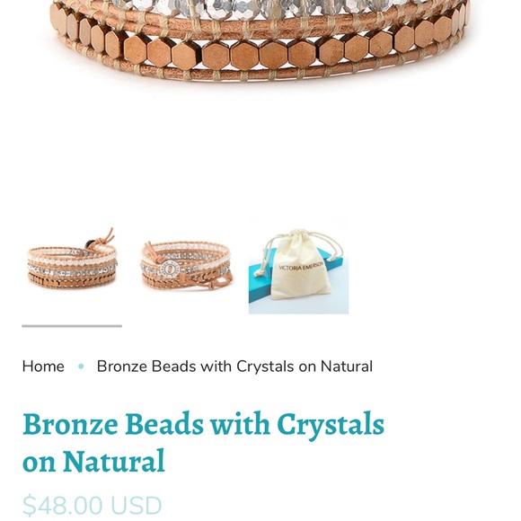 Victoria Emerson Bracelet wrap Bronze Beads with Crystals on Natural - Picture 5 of 6